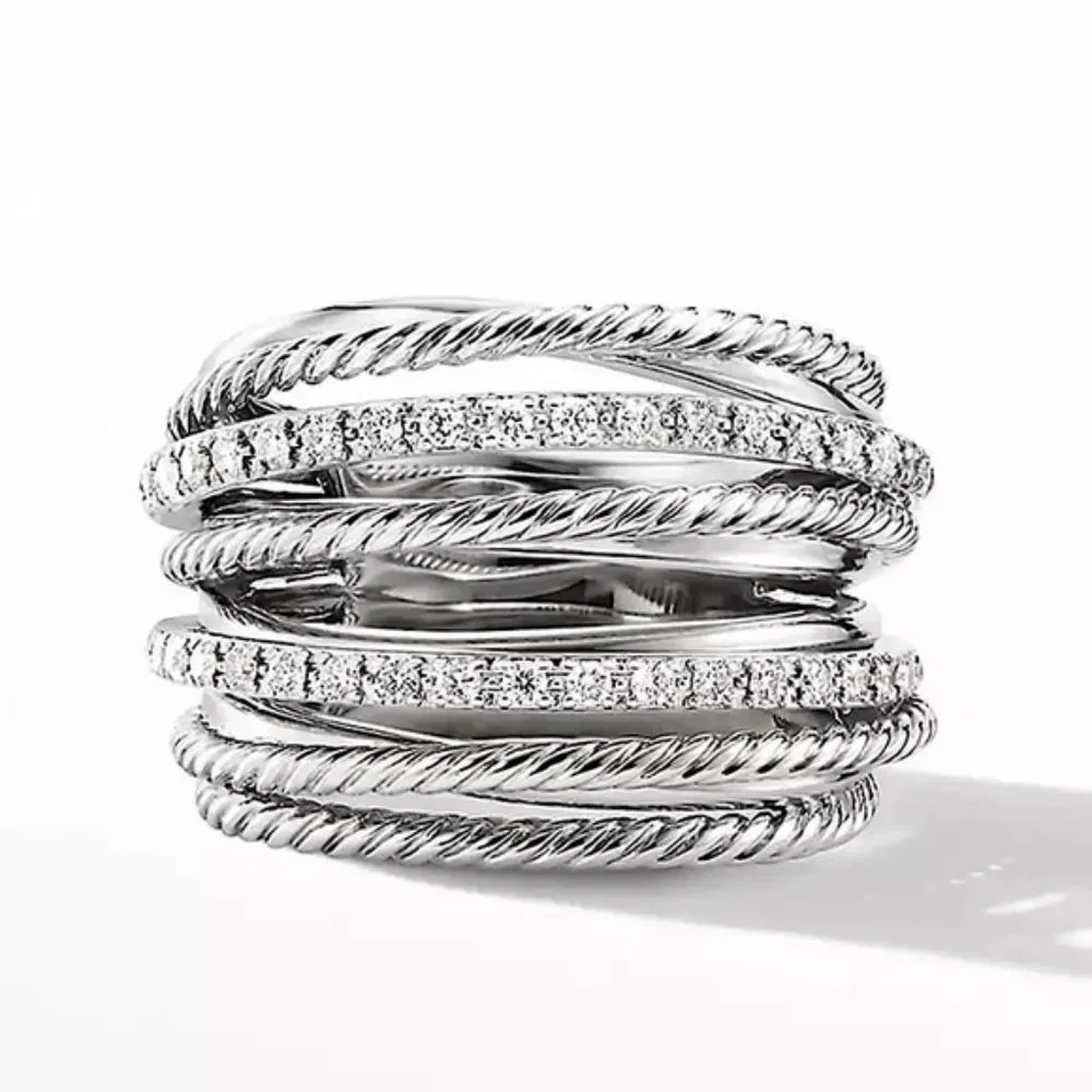 New 925 Sterling Silver Diamond Halo Ring - Picture 3 of 5